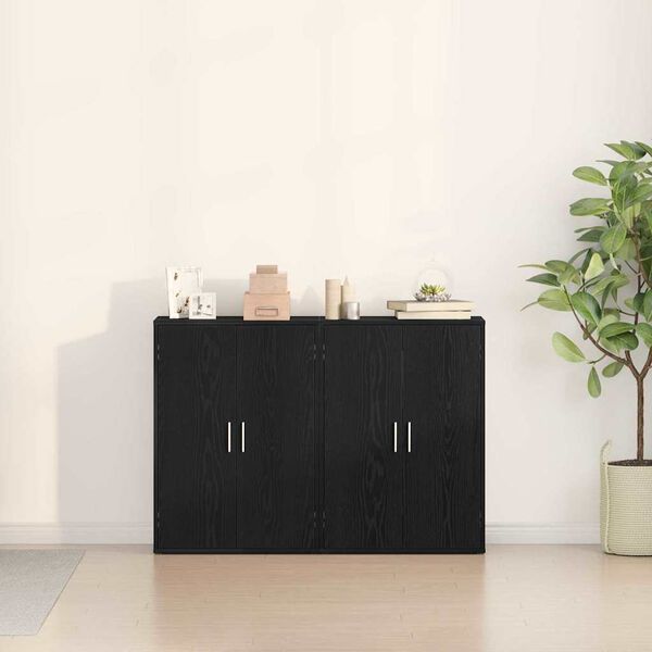 vidaXL Sideboard 2 pcs Black Oak 23.62 x 12.20 x 33.07 in
