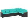 vidaXL Patio Sofa Set Black and Blue