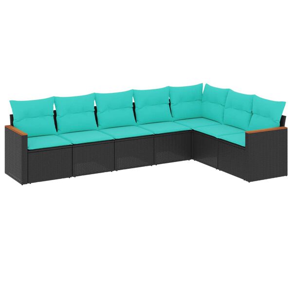vidaXL Patio Sofa Set Black and Blue