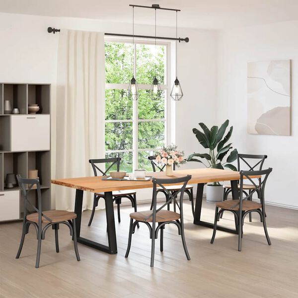 vidaXL Dining Table Leg Set of 2 Black Powder-coated steel Standard