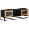 vidaXL TV Cabinet Natural Wood and Black Rough Mango Wood, Iron, MDF
