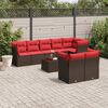 vidaXL 9 Piece Patio Sofa Set with Cushions Brown Poly Rattan