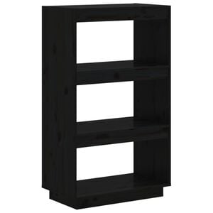 vidaXL Book Cabinet Black Solid Pine Wood Medium Book Cabinet