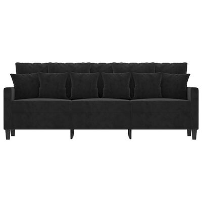 vidaXL 3-Seater Sofa Black 70.9" Velvet