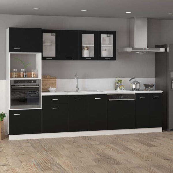 vidaXL Hanging Glass Cabinet Black Engineered wood, glass