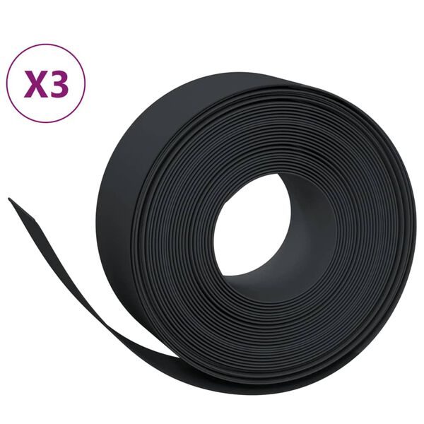 vidaXL Garden Edgings 3 pcs Black 32.8' 7.9" Polyethylene