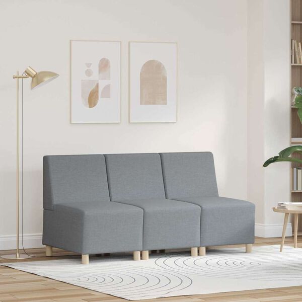 vidaXL Modular Sofa Unit Armless 3 pcs Light Grey