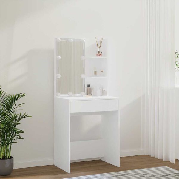 vidaXL Dressing Table White Engineered wood, acrylic 23.6x15.7x55.1 in