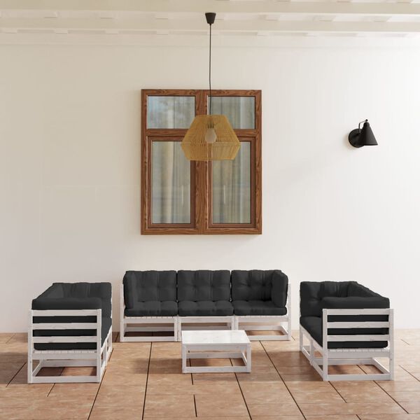 vidaXL Garden Lounge Set White, Anthracite