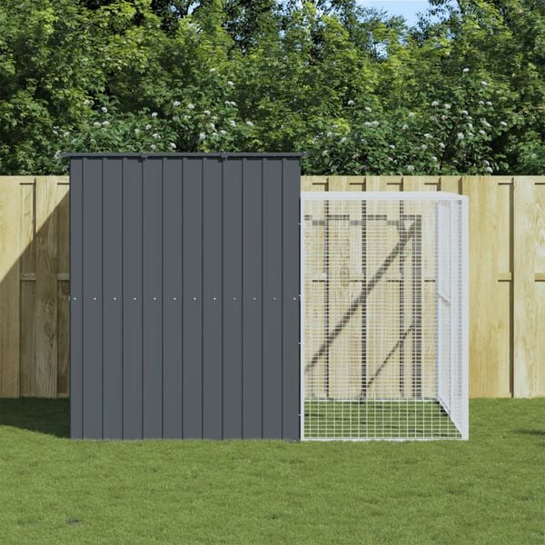 vidaXL Dog House Anthracite Galvanized Steel Big Durable Dog House