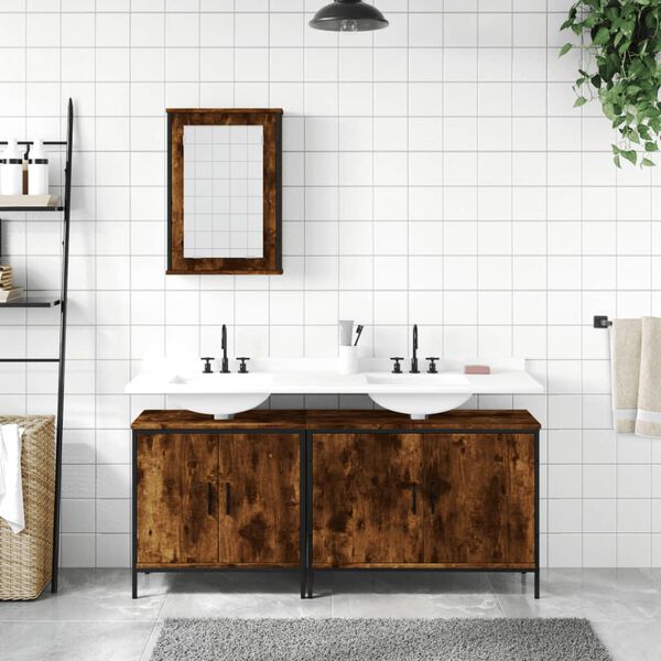 vidaXL Bathroom Furniture Set Smoked Oak