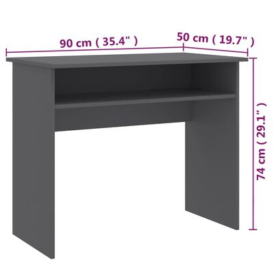 vidaXL Desk Gray 35.4"x19.6"x29.1"Chipboard