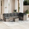 vidaXL Garden Sofa Set Gray Poly Rattan, Tempered Glass 9 Piece Modular