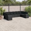 vidaXL Garden Sofa Set Black PE Rattan, powder-coated steel Large