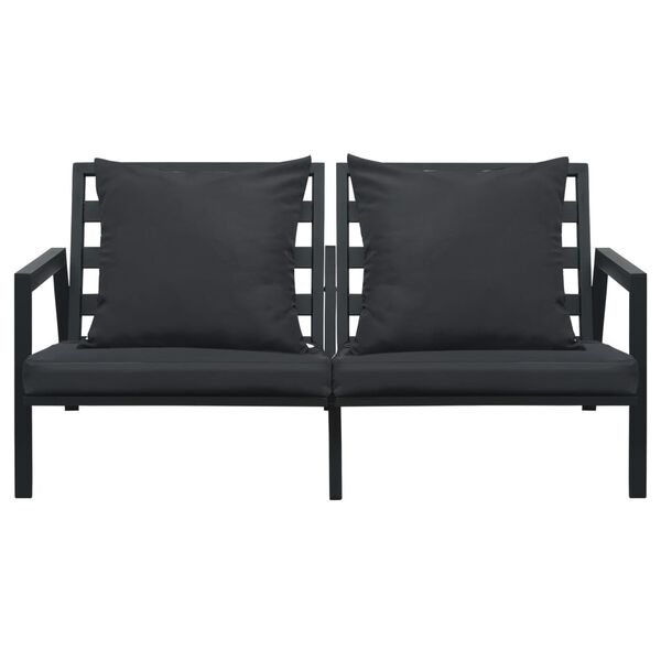 vidaXL Garden Sofa Set of 2 Black and Dark Gray