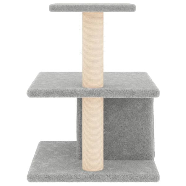 vidaXL Cat Tree Light Grey Engineered Wood, Plush, Sisal Small