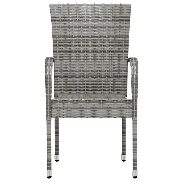vidaXL Garden Dining Set Gray Poly Rattan Compact Stackable