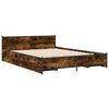 vidaXL Bed Frame Smoked Oak Engineered Wood, Steel Double Bed Frame