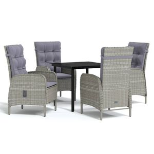 vidaXL Garden Dining Set Gray and Black