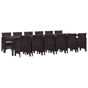 vidaXL Garden Dining Set 13 pcs Brown Polt rattan