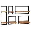 vidaXL Wall Shelf Set Set of 5 Acacia wood brown and black