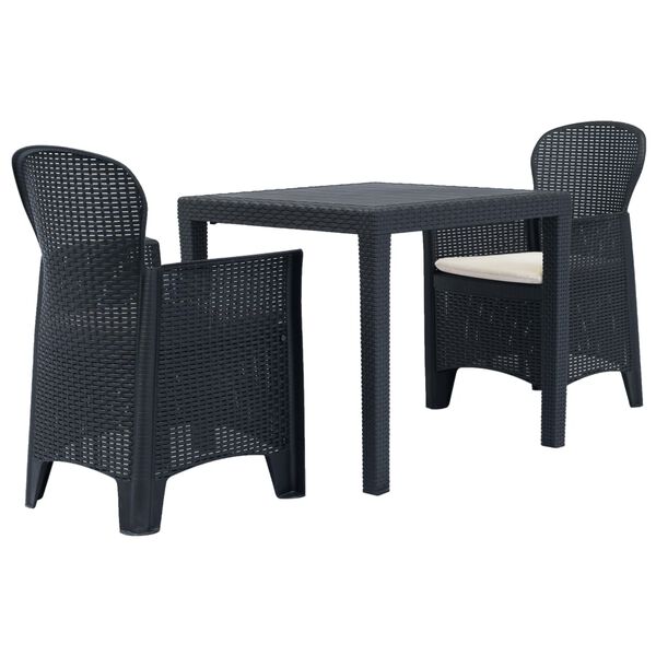 vidaXL Bistro Set Anthracite Plastic Standard Durable Bistro Set