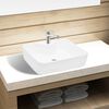 vidaXL Ceramic Bathroom Sink Basin with Faucet Hole White Square