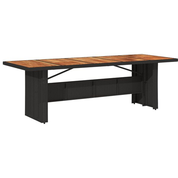 vidaXL Garden Table Black PE rattan, powder-coated steel, solid acacia wood