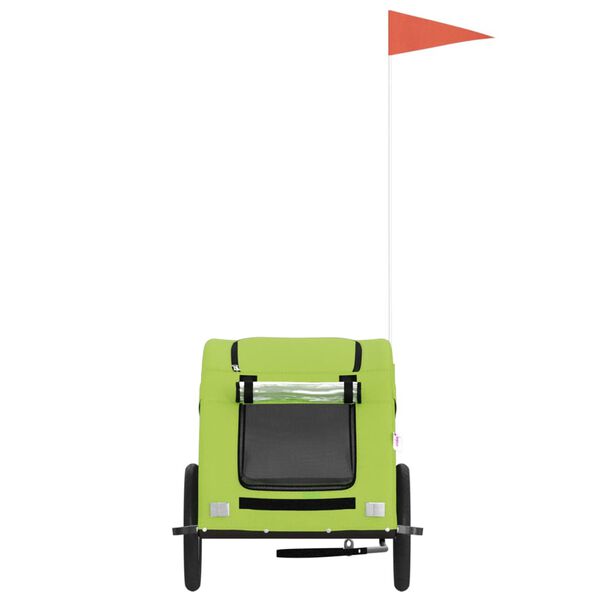 vidaXL Pet Bike Trailer Green Oxford fabric, iron, PVC