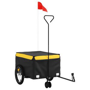 vidaXL Bike Trailer Black and Yellow 99.2 lb Iron