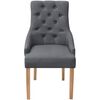 vidaXL Dining Chair Set of 4 Dark Gray Polyester upholstery, Oak wood legs