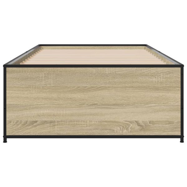 vidaXL Bed Frame Sonoma Oak Engineered wood, steel, plywood Twin Durable