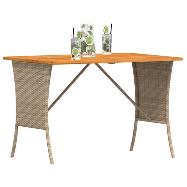 vidaXL Garden Table Beige Poly Rattan 41.3 x 29.5 x 28.3 in