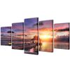 vidaXL Canvas Painting Multicolour - sunset, ocean, pavilion