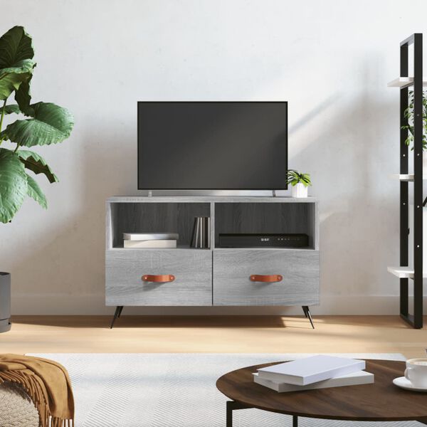 vidaXL TV Cabinet Grey Sonoma Engineered Wood, Iron Standard TV Cabinet