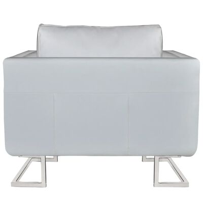 vidaXL Cube Armchair White Leather