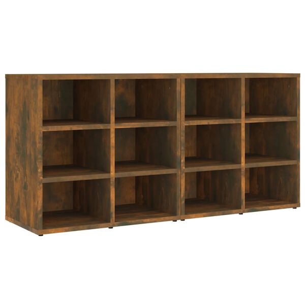 vidaXL Shoe Cabinet Set of 2 Smoked oak Engineered wood