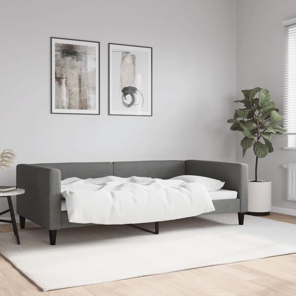 vidaXL Day Bed Dark Grey Fabric (100% polyester), metal, solid wood Twin