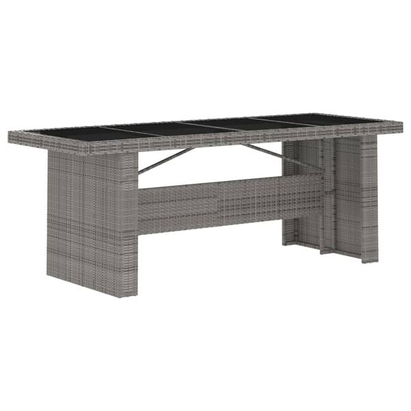 vidaXL Outdoor Dining Set Grey Poly Rattan, Powder-Coated Steel, Glass