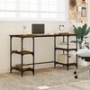 vidaXL Desk Smoked Oak Engineered Wood, Metal Medium Adjustable Feet