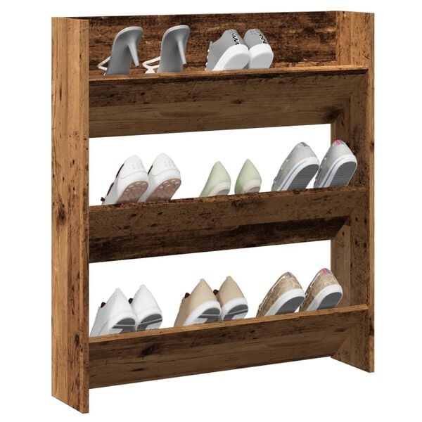 vidaXL Wall Shoe Cabinet Old wood Engineered wood Compact