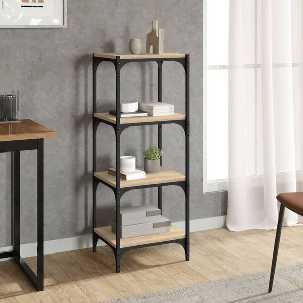 vidaXL Book Cabinet Sonoma oak Engineered wood and steel Medium Shelving