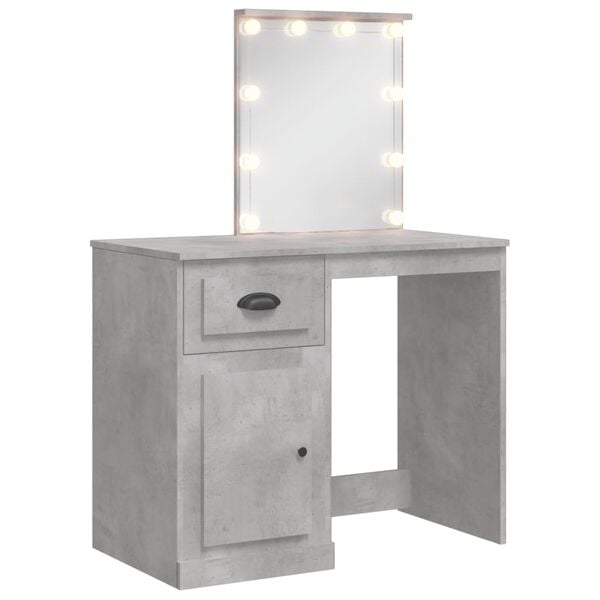 vidaXL Dressing Table Concrete Grey Engineered Wood, Glass Medium