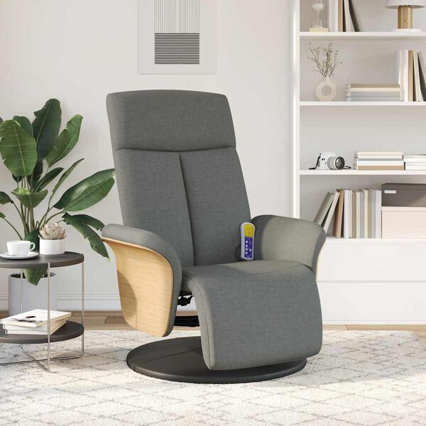 vidaXL Massage Recliner Chair Dark grey 100% polyester, plywood, metal