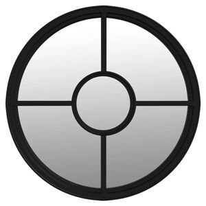 vidaXL Round Garden Mirror Black Iron 23.6 in diameter Decorative Inlays