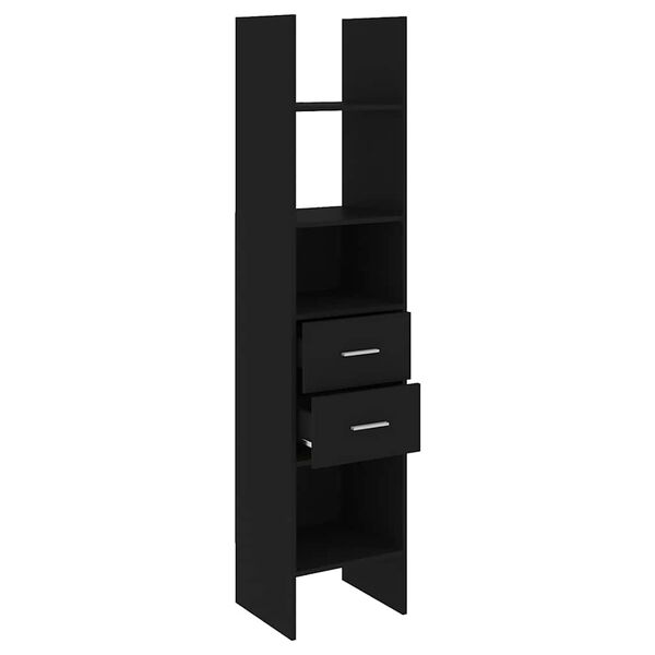 vidaXL Book Cabinet Black Engineered Wood Medium Bookshelf Rectangular