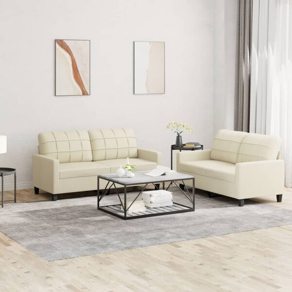 vidaXL Sofa Set Cream Faux leather, metal, textilene, plywood