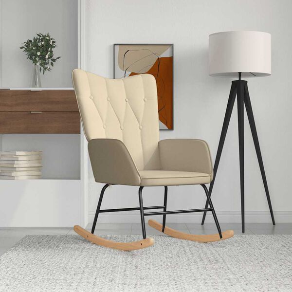 vidaXL Rocking Chair Cream Polyester Standard Ergonomic Rocking Chair