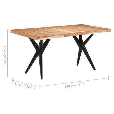 vidaXL Dining Table 63"x31.5"x29.9" Solid Acacia Wood