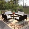 vidaXL Garden Lounge Set Black PE rattan Large Modular